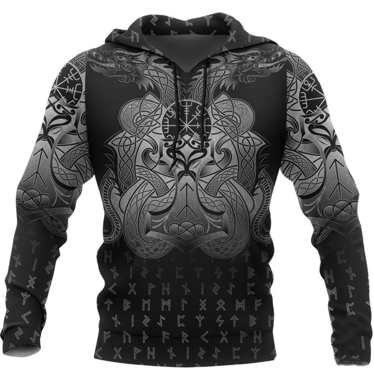 Thor's Hammer And Runes Hoodie