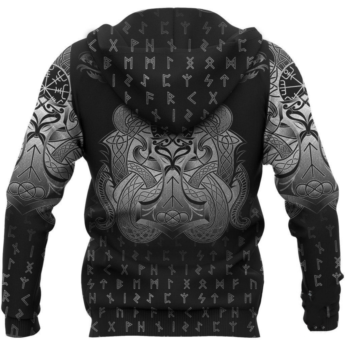 Thor's Hammer And Runes Hoodie
