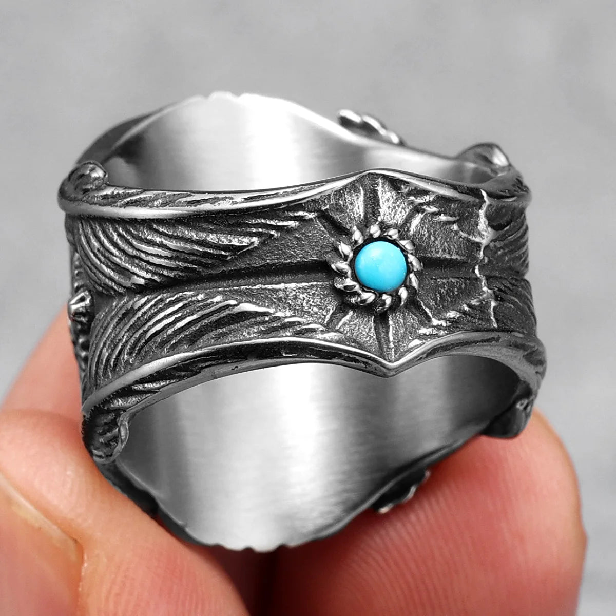Raven Ring With Turquoise Gemstone