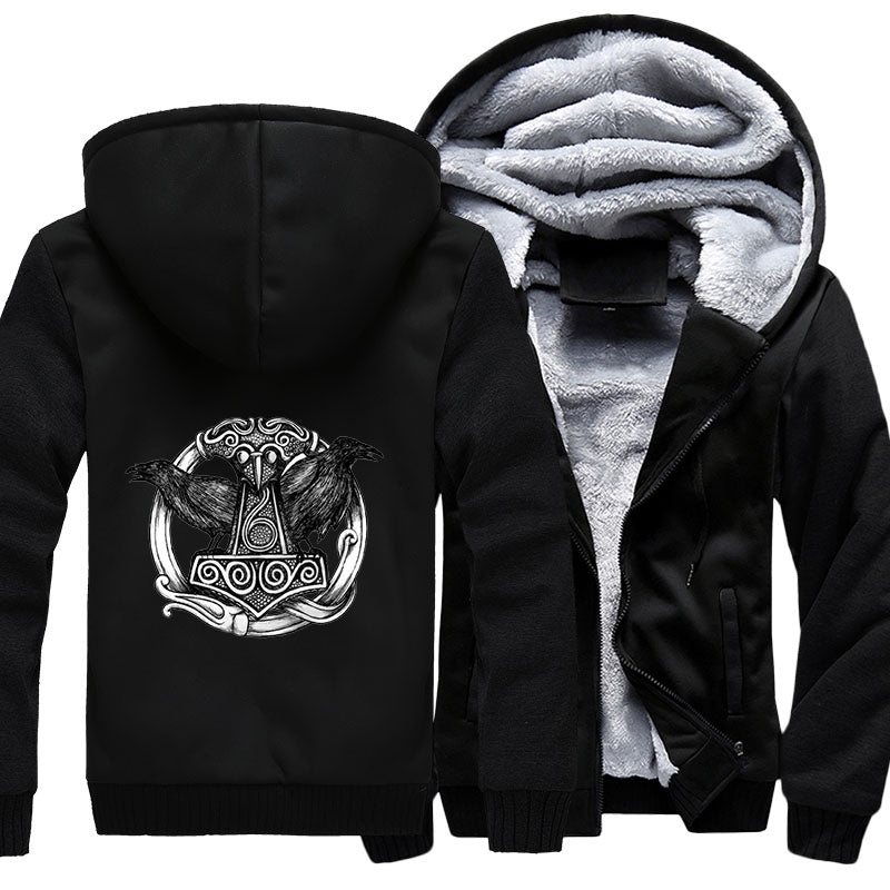 Thor's Hammer And Crows Hoodie Jacket