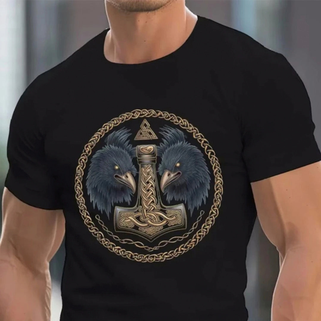 Viking Mjölnir With Raven T-shirt