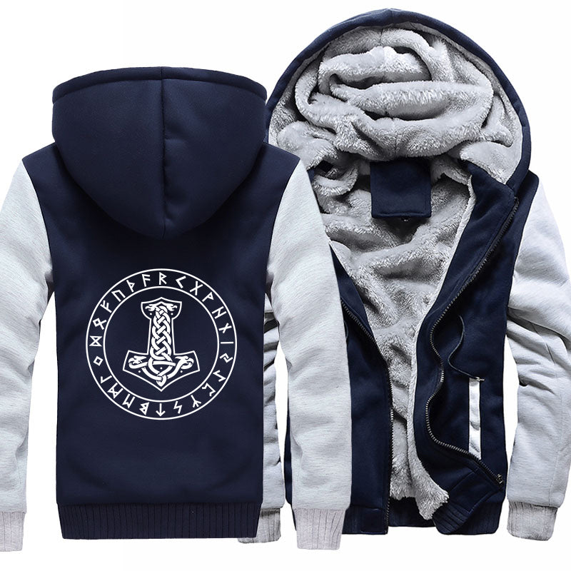 Thor's Hammer With Runes Hoodie Jacket