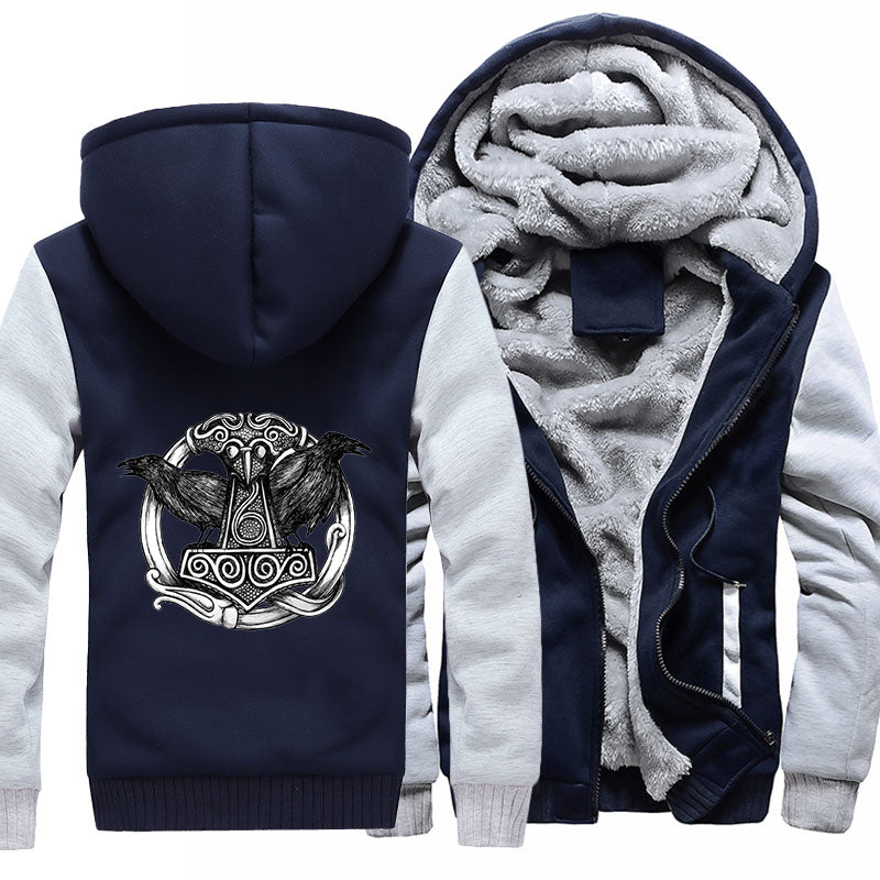 Thor's Hammer And Crows Hoodie Jacket