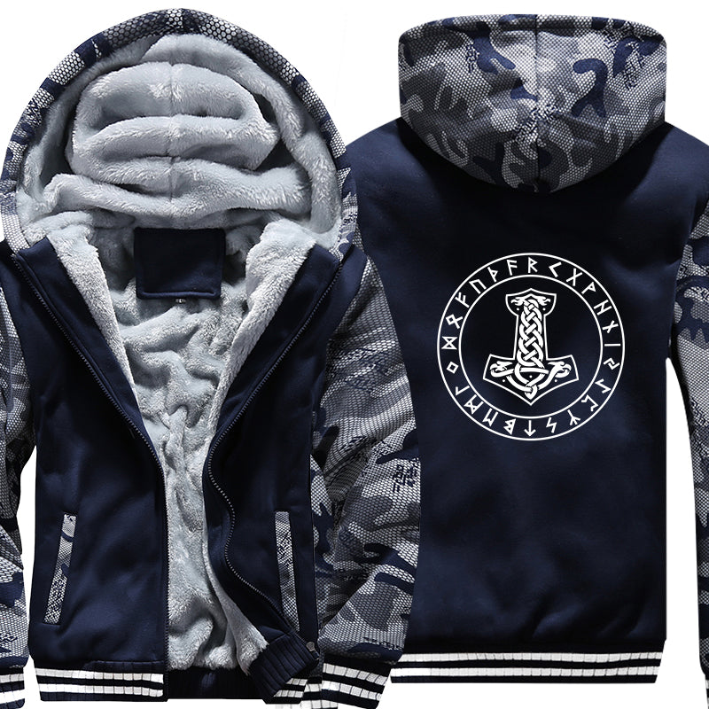 Thor's Hammer With Runes Hoodie Jacket