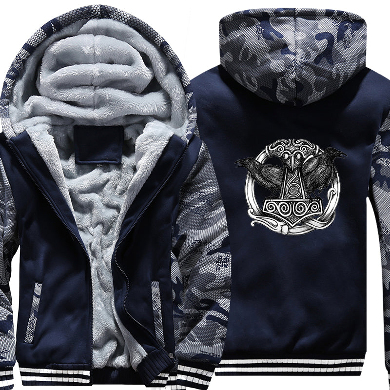 Thor's Hammer And Crows Hoodie Jacket