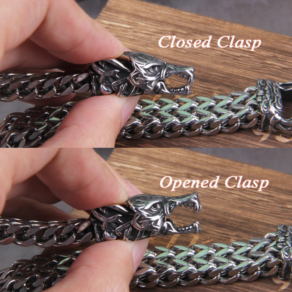 Viking Wolf Bracelet with Wooden Box