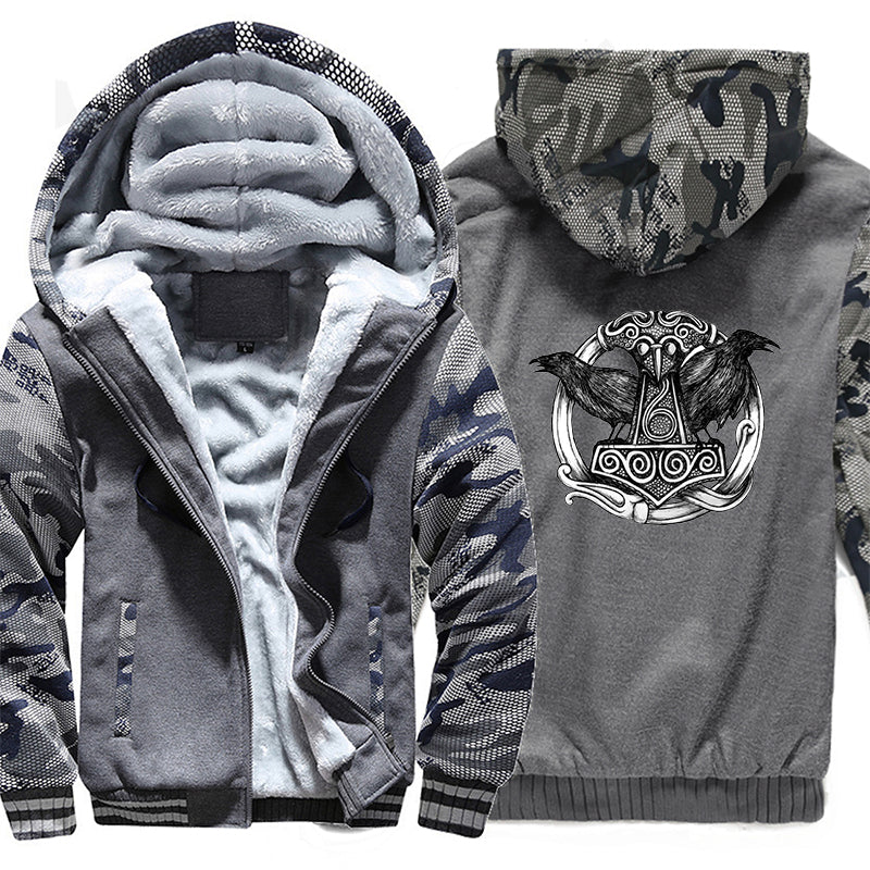 Thor's Hammer And Crows Hoodie Jacket