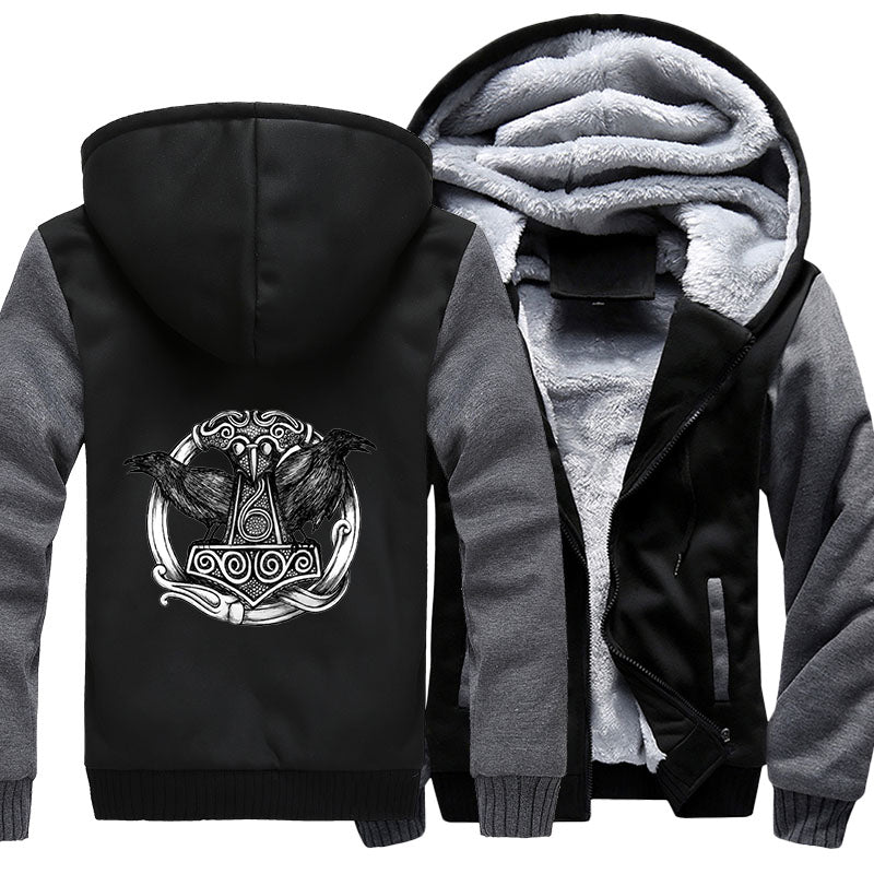 Thor's Hammer And Crows Hoodie Jacket