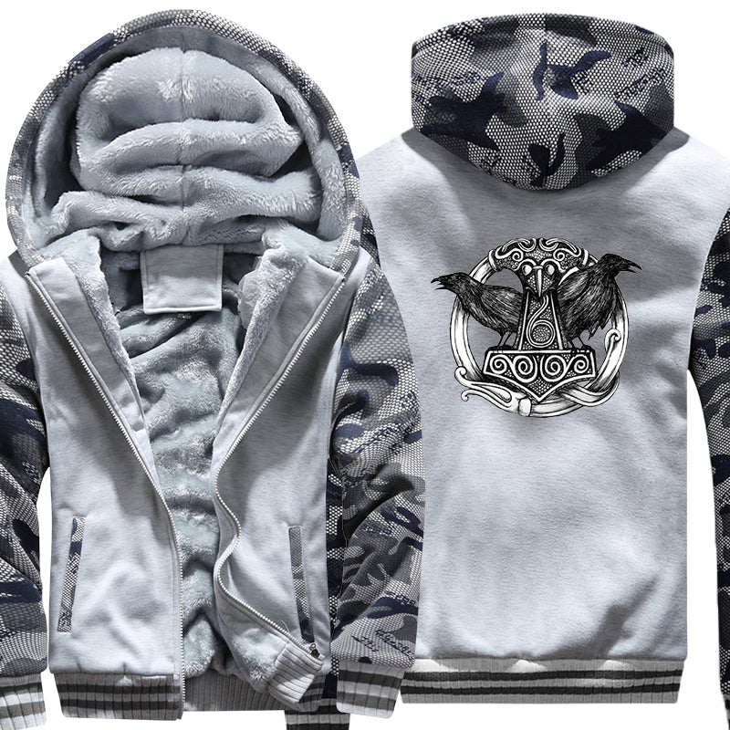 Thor's Hammer And Crows Hoodie Jacket