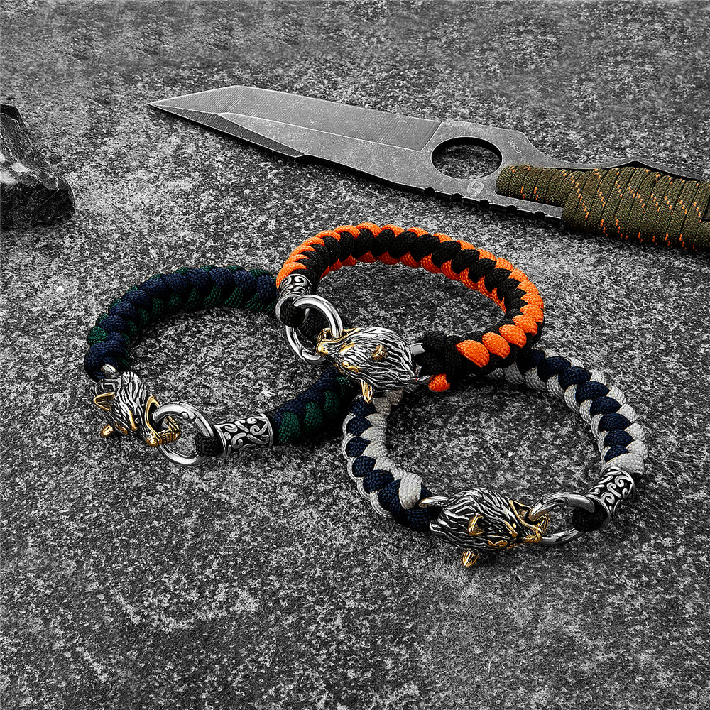 Viking Wolf Head Bracelet