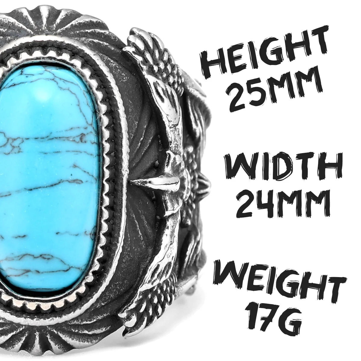 Raven Ring With Turquoise Gemstone
