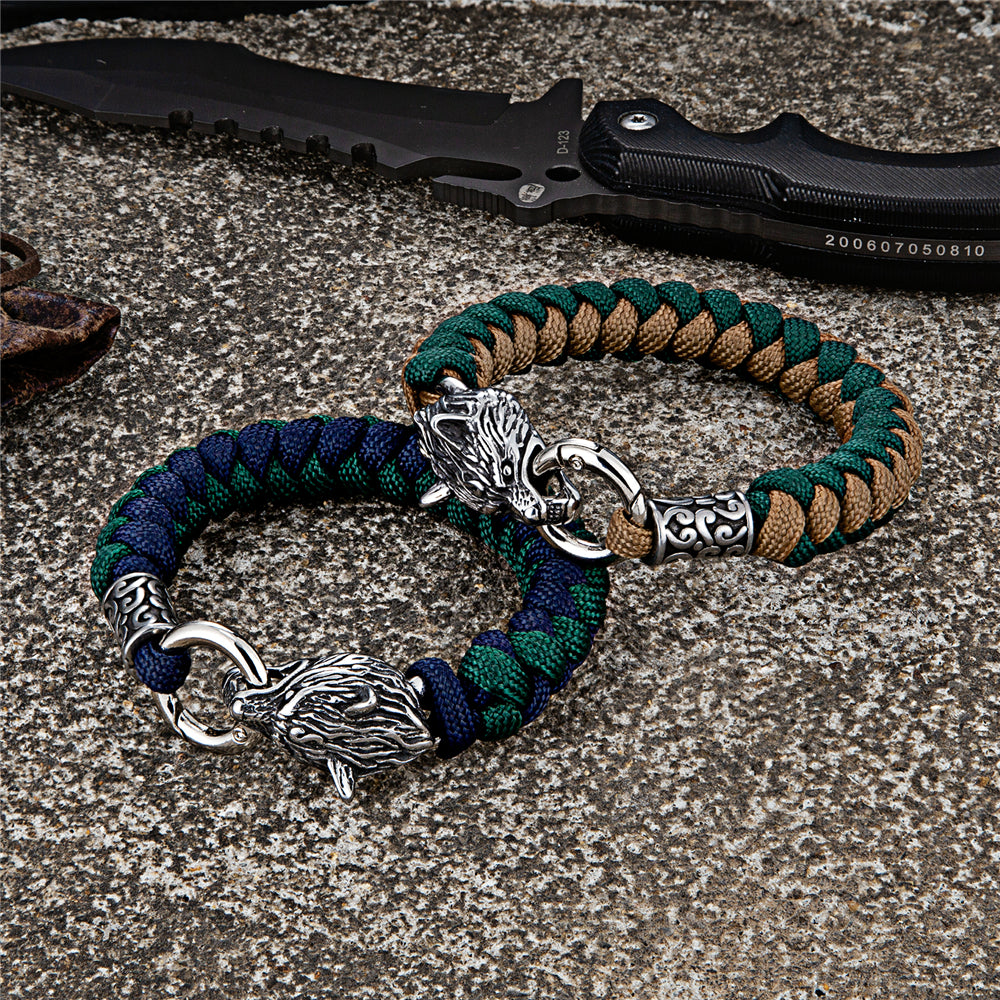 Viking Wolf Head Bracelet