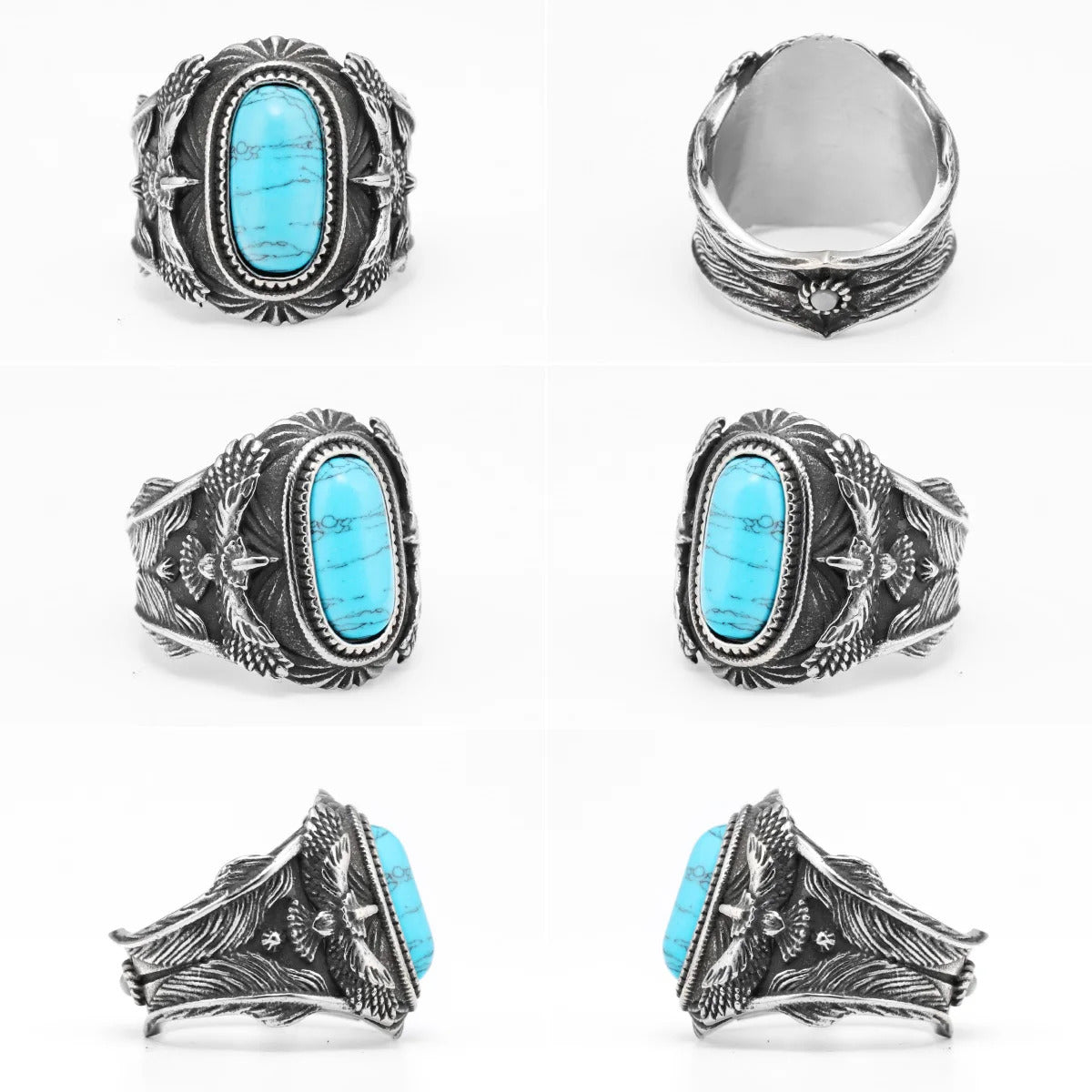 Raven Ring With Turquoise Gemstone