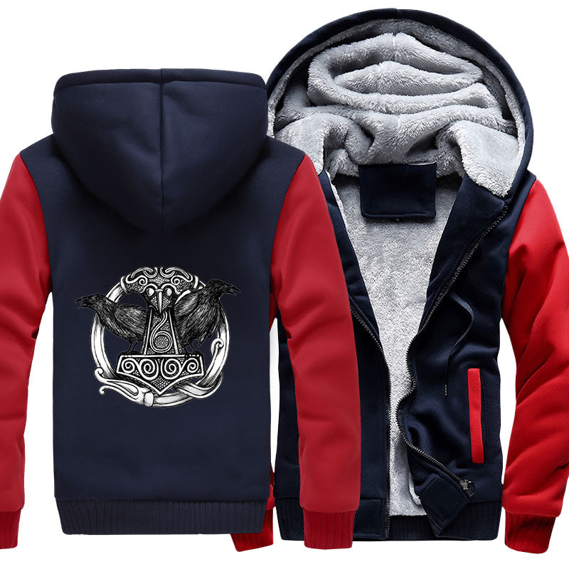 Thor's Hammer And Crows Hoodie Jacket