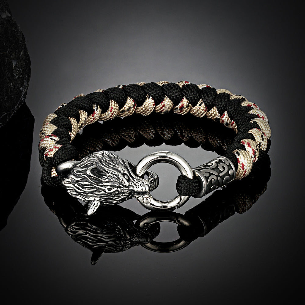 Viking Wolf Head Bracelet