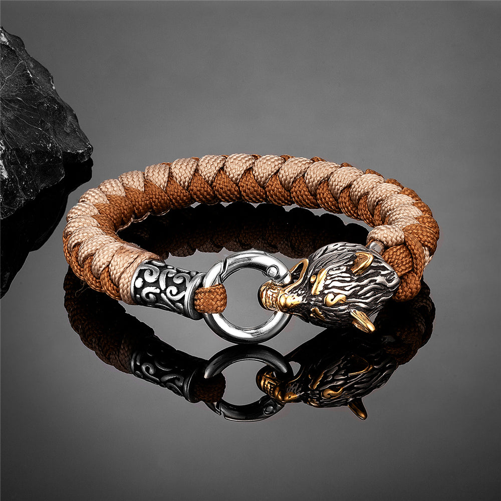 Viking Wolf Head Bracelet