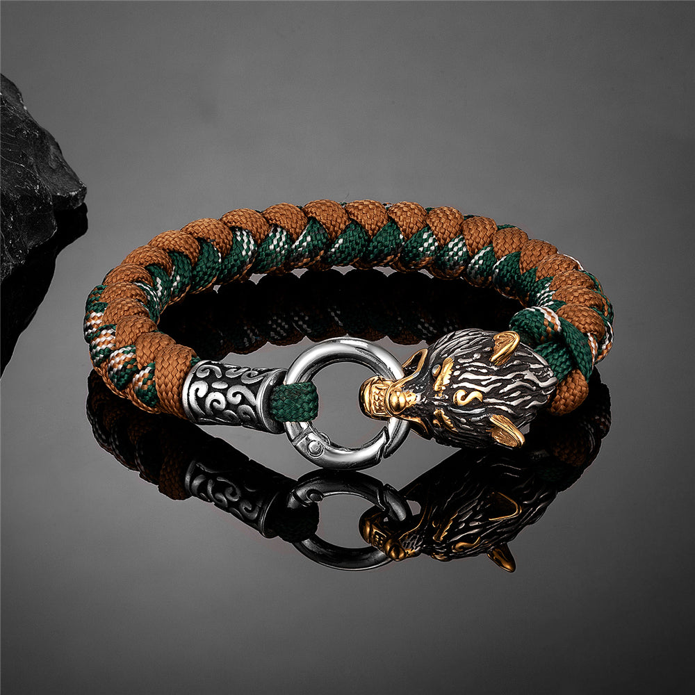 Viking Wolf Head Bracelet