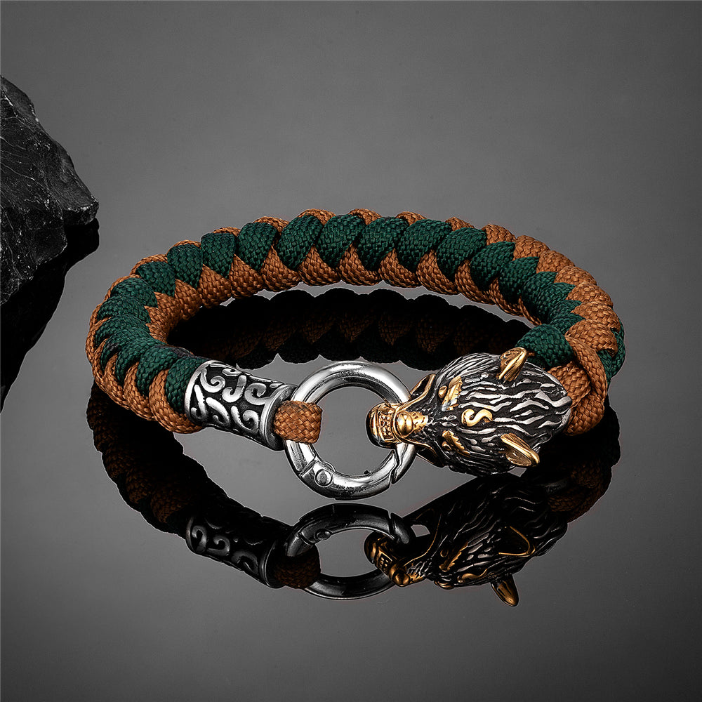 Viking Wolf Head Bracelet