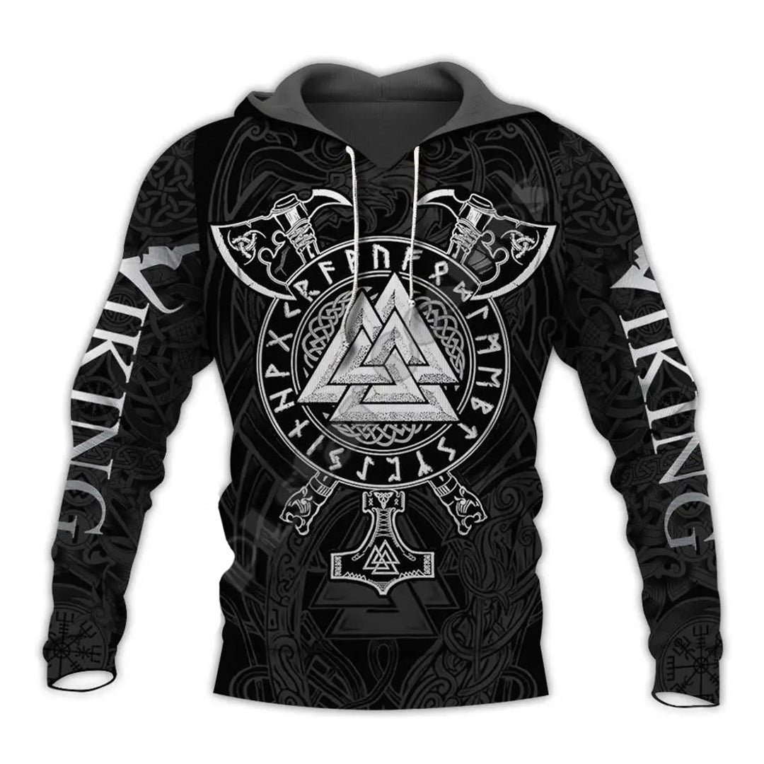 Viking Valknut With Runes Hoodie
