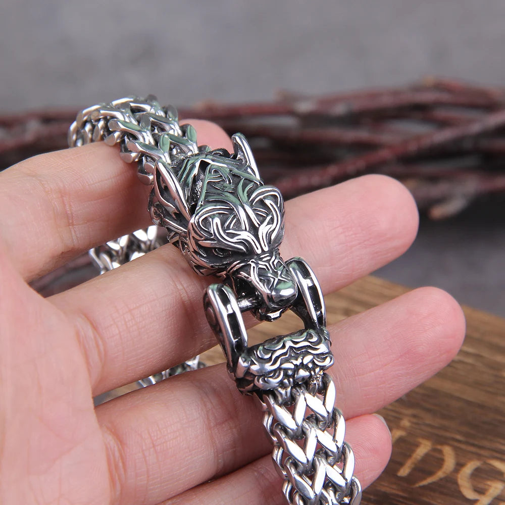 Viking Wolf Bracelet with Wooden Box