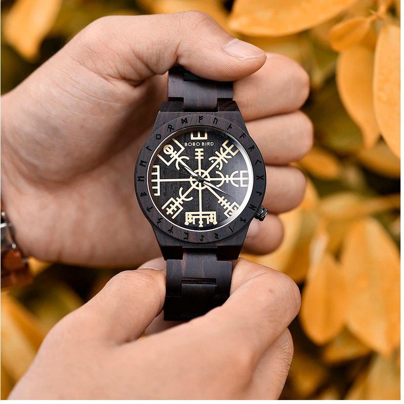Limited Edition Viking Vegvisir Wooden Watch