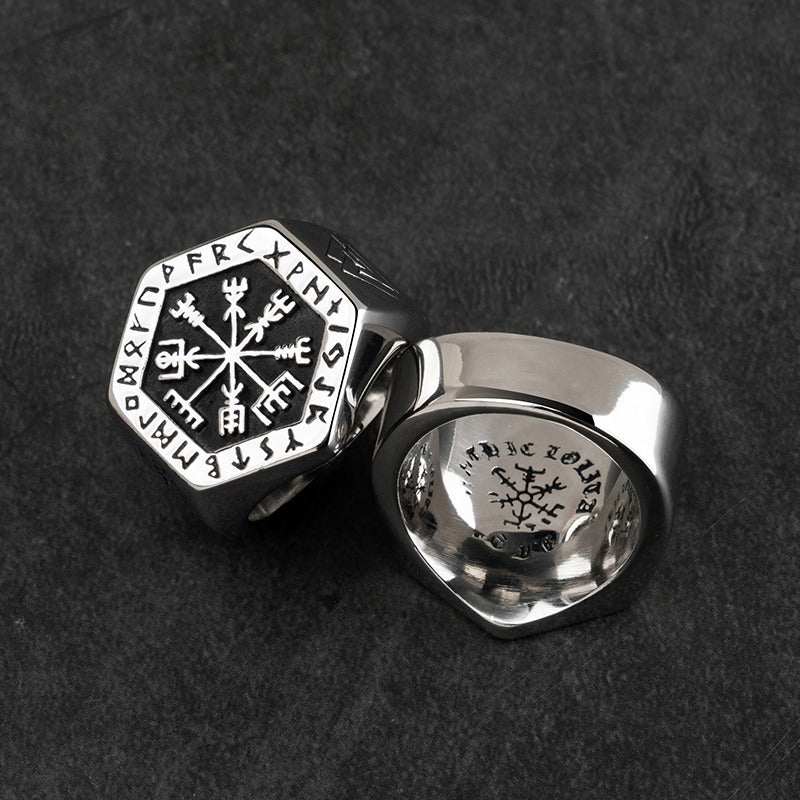 Viking Vegvisir And Valknut Ring