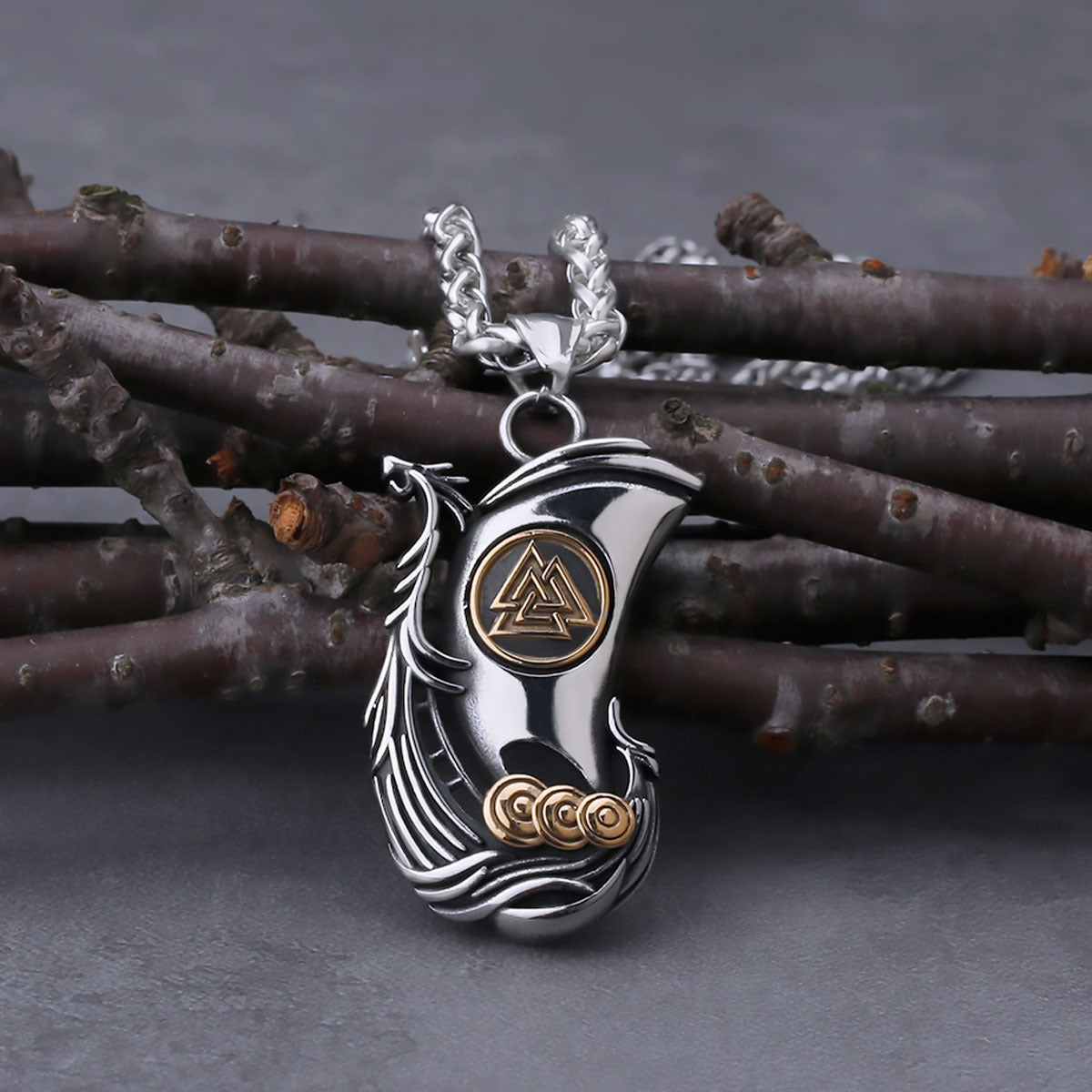 Viking Ship Necklace With Wooden Box
