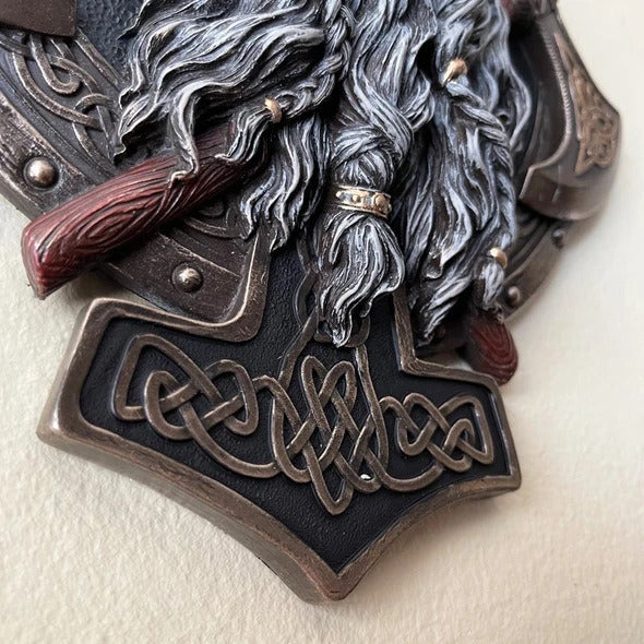 Viking Warrior With Axe And Mjölnir Wall Decor