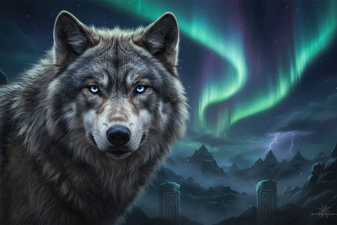 Majestic Norse wolf portrait — Viking warrior spirit symbol