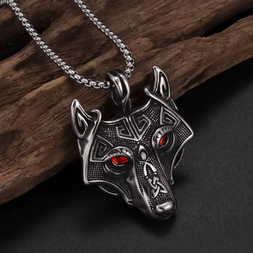 Viking Wolf Head Necklace