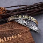 Valknut And Runes Bangle With Wooden Box
