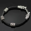Wolf Head Viking Bracelet With Beads