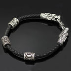 Wolf Head Viking Bracelet With Beads