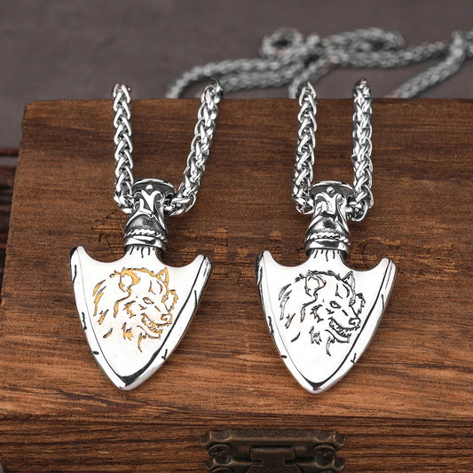 Viking Spear Wolf Necklace