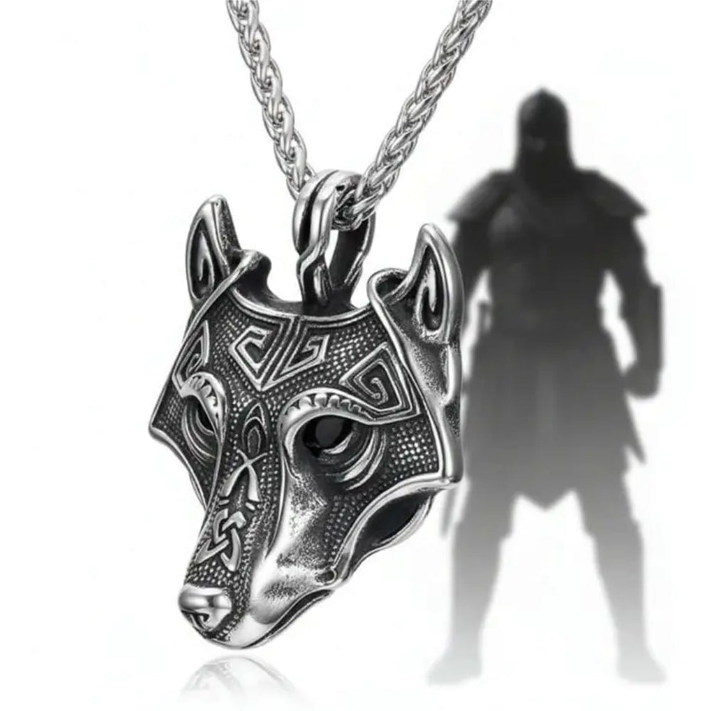 Viking Wolf Head Necklace