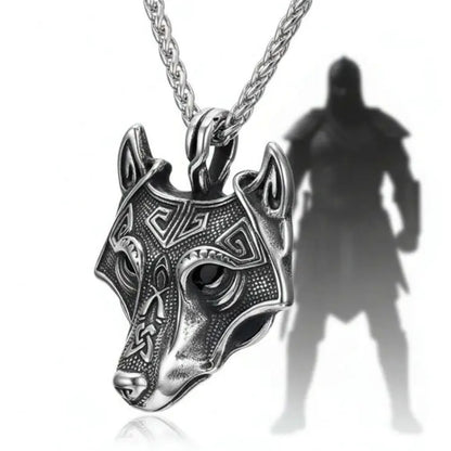 Viking Wolf Head Necklace