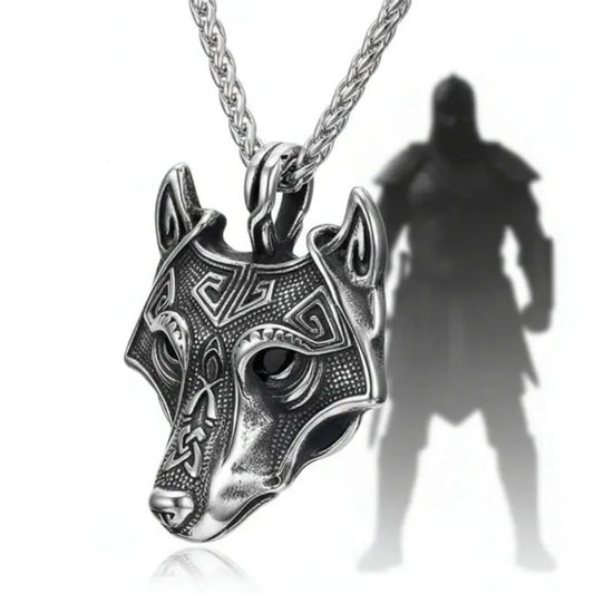 Viking Wolf Head Necklace