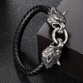 Viking Wolf Head Leather Bracelet