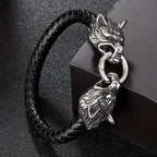 Viking Wolf Head Leather Bracelet