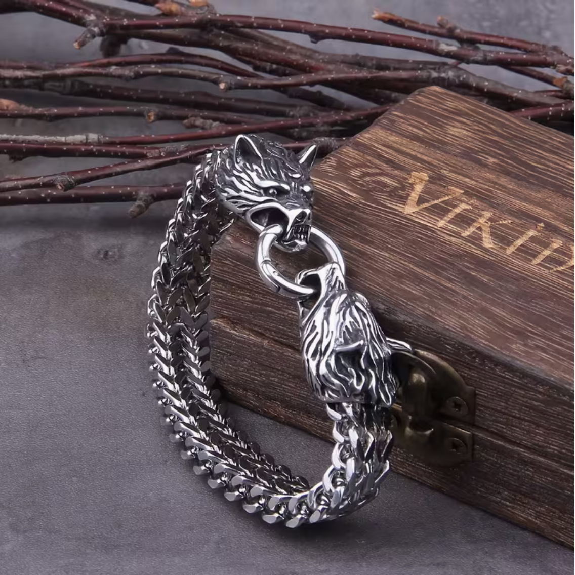 Viking Wolf Head Bracelet