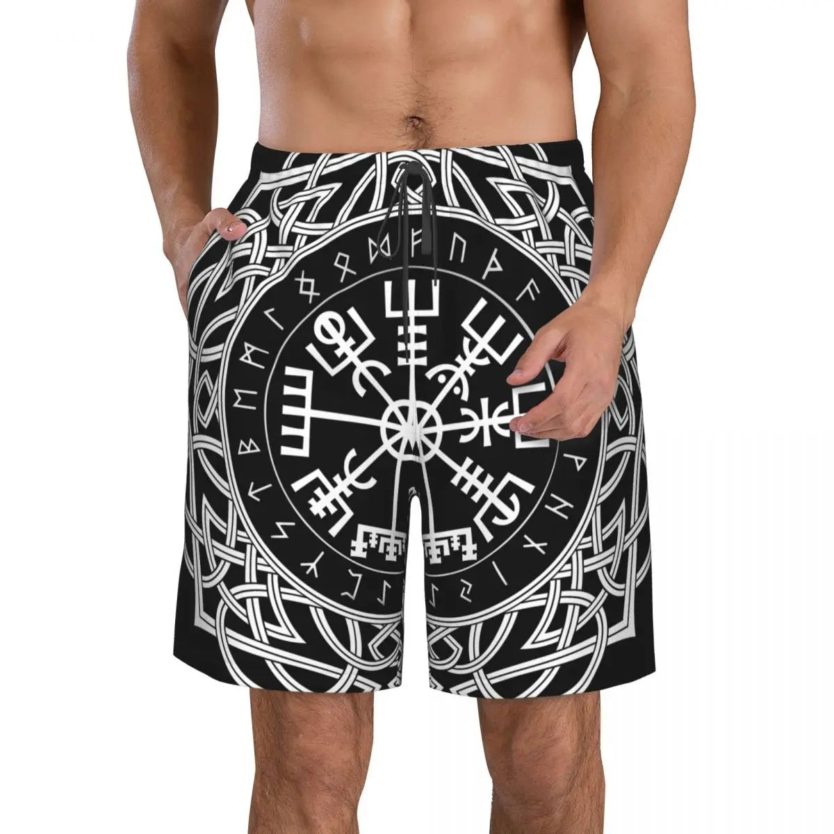 Vegvisir With Runes Shorts