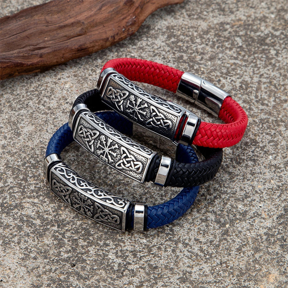 Vintage Vikings Braided Leather Bracelets