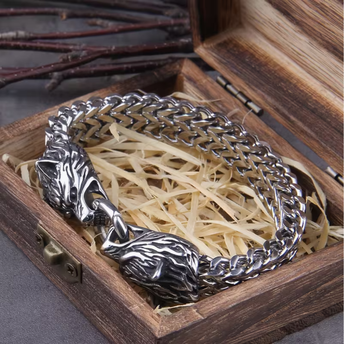 Viking Wolf Head Bracelet