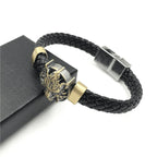Viking Wolf Head Leather Bracelet