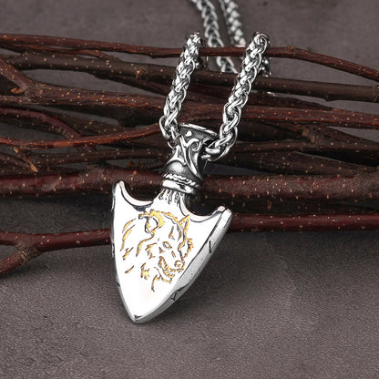 Viking Spear Wolf Necklace
