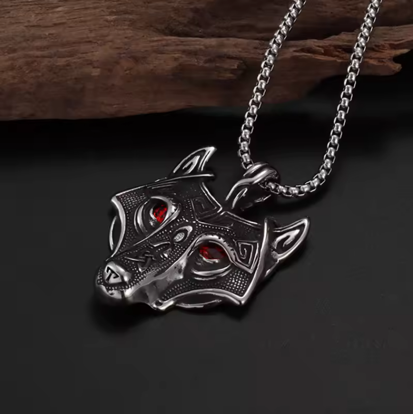 Viking Wolf Head Necklace