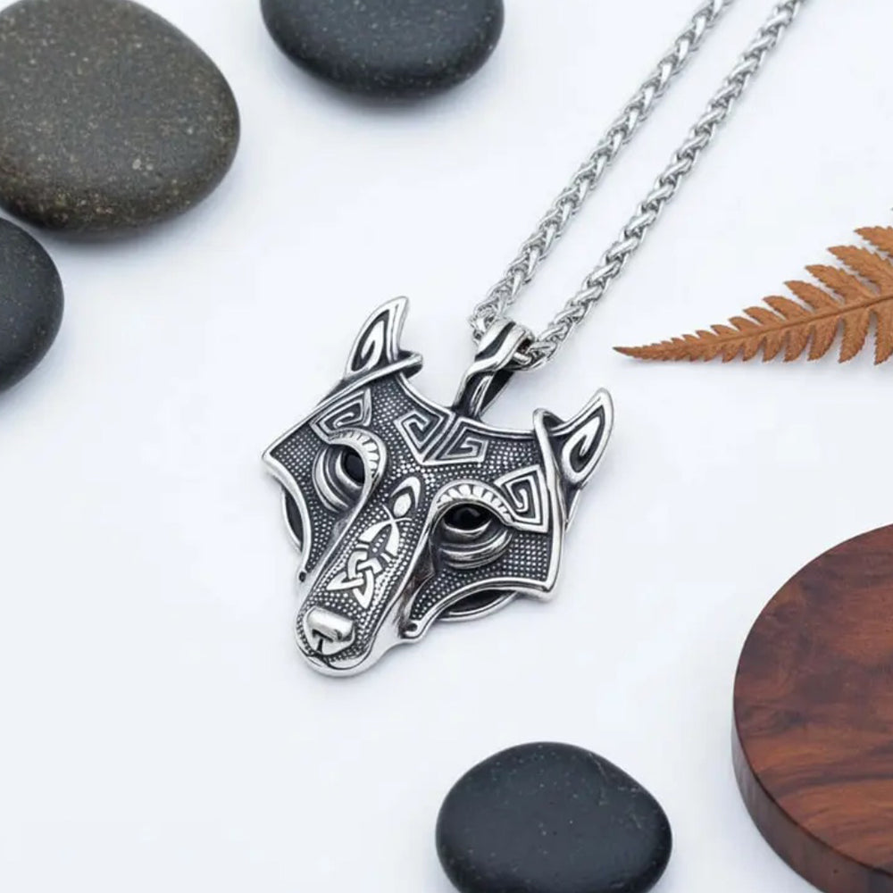 Viking Wolf Head Necklace