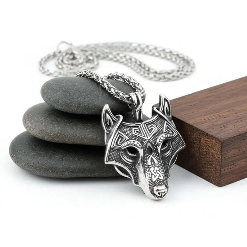 Viking Wolf Head Necklace
