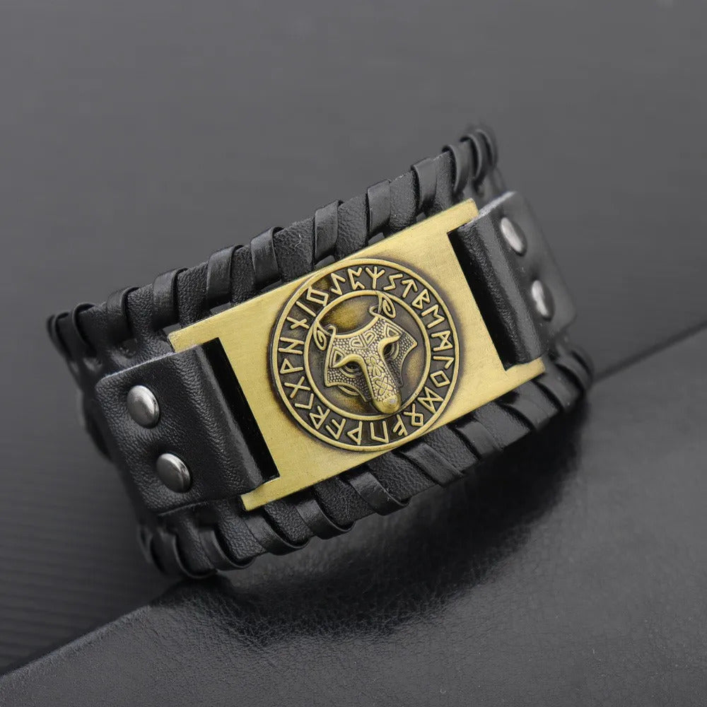 Handmade Viking Wolf Head Bracelet