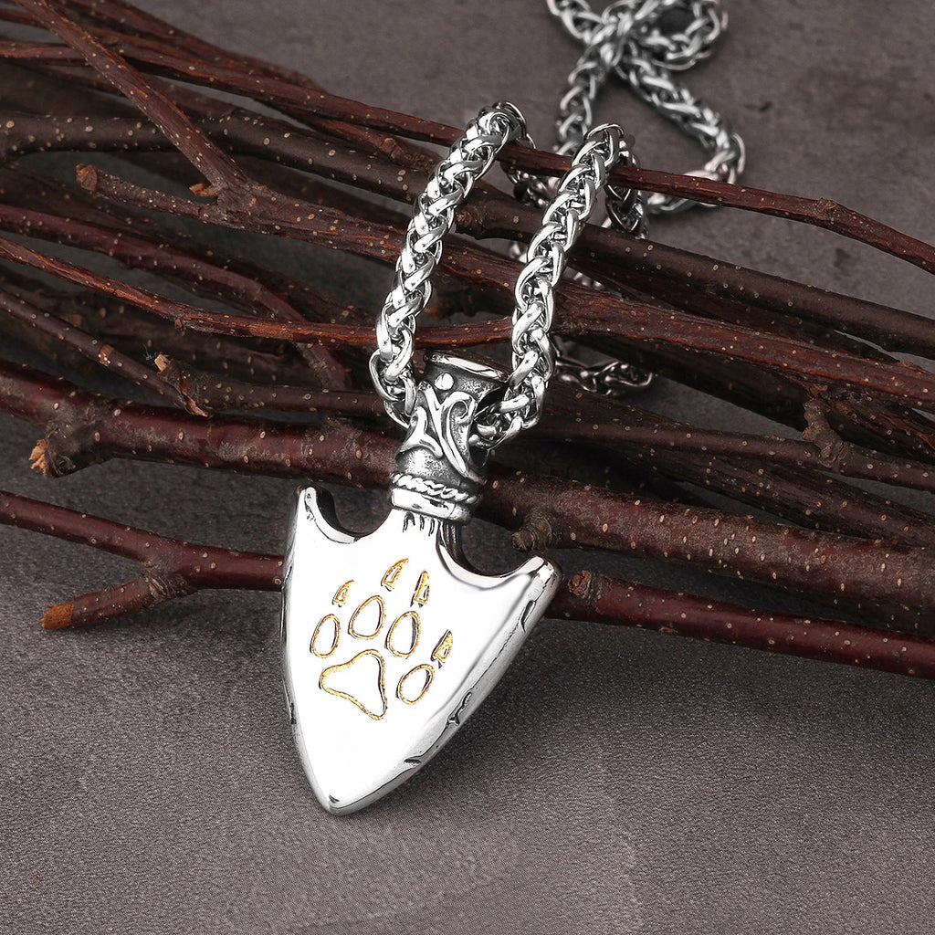 Viking Spear Wolf Necklace